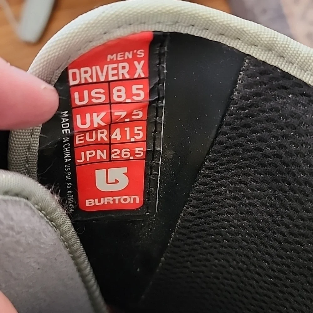 Burton Mens Driver X Snowboard Boots in Grey and Black Size 8.5